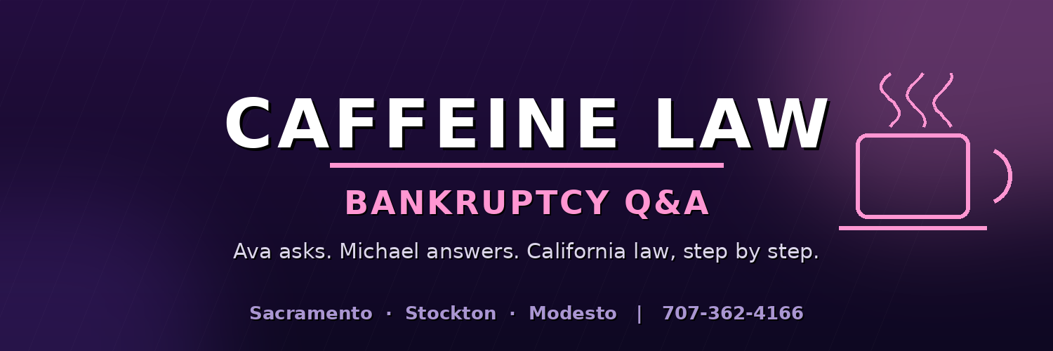 Bankruptcy Q&A graphic — Caffeine Law: the Chapter 20 play, filing Chapter 13 after Chapter 7 to save a home and strip a second