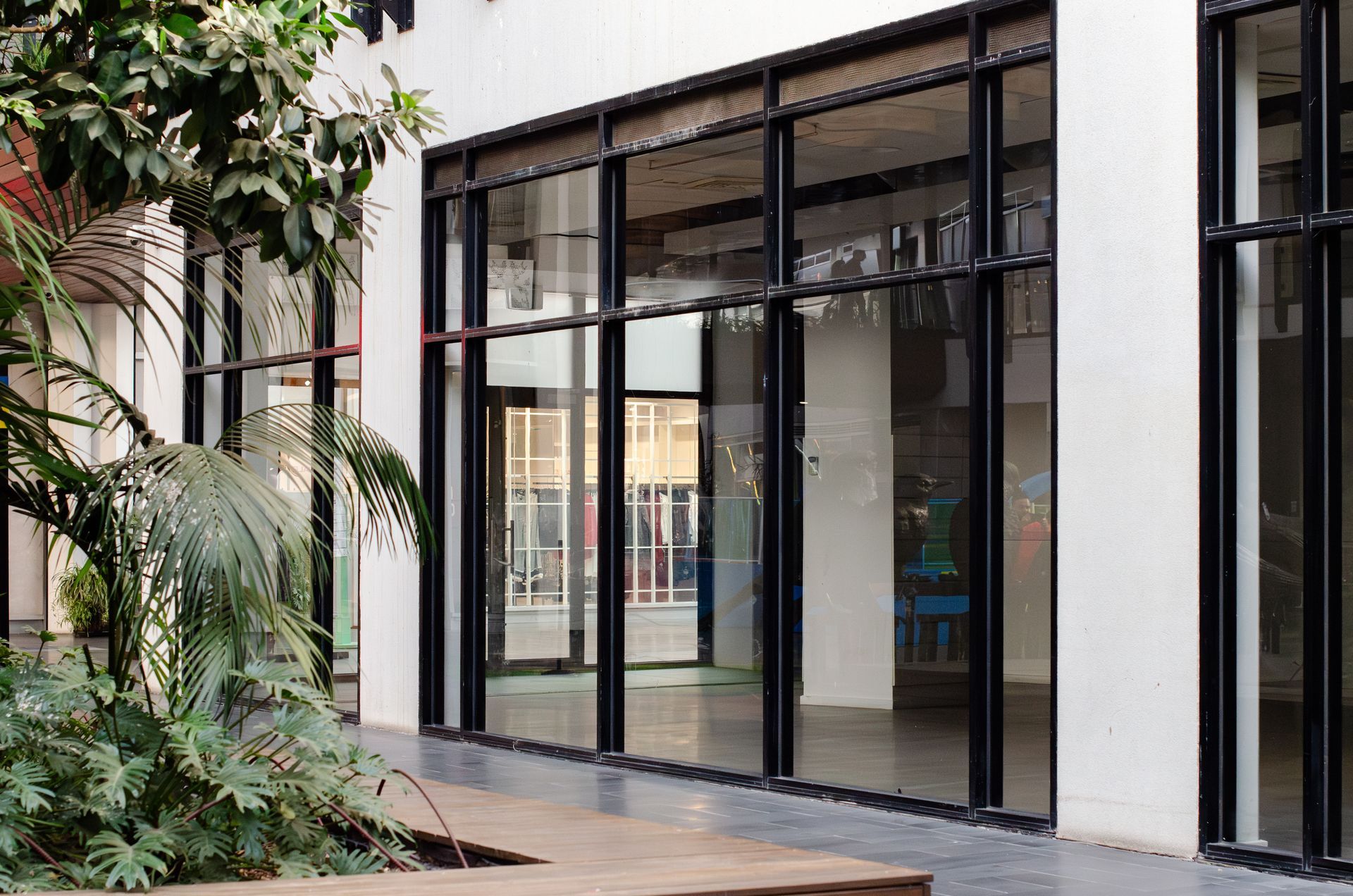 Commercial large floor-to-ceiling glass windows
