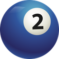 A blue pool ball with the number 2 on it