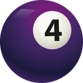A purple pool ball with the number four on it