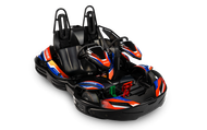 A go kart with two seats on a white background.