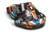 A go kart with the number 1 on it is on a white background.