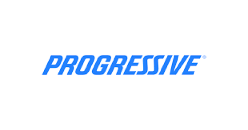 The logo for progressive is blue and white on a white background.