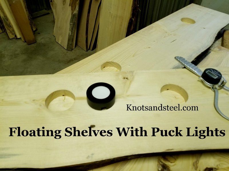 Puck light installation in wood shelving. How to install puck lights