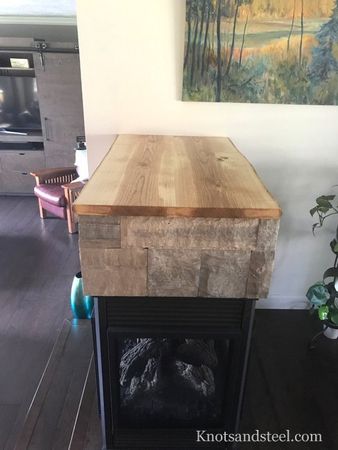 3 sided fireplace wood top
