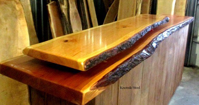 Reclaimed wood slab for a bar top