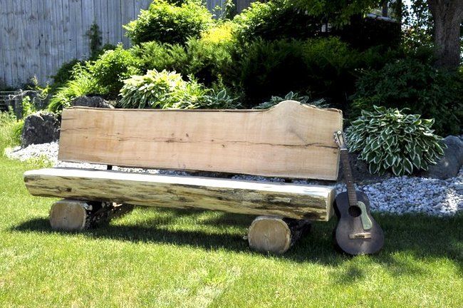 Log bench for the garden