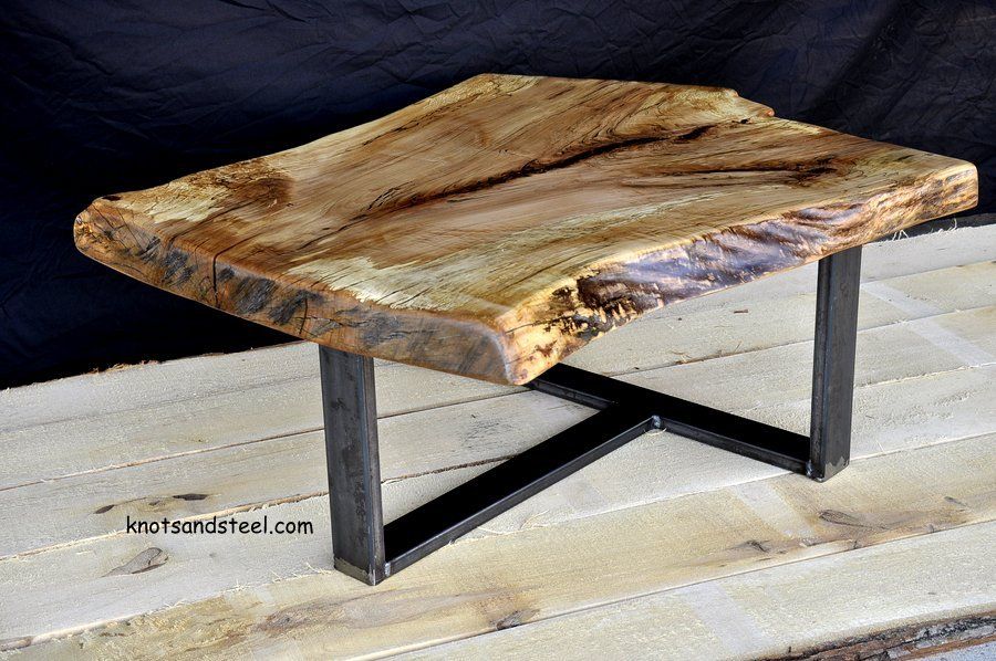 Industrial steel with live edge sugar maple table