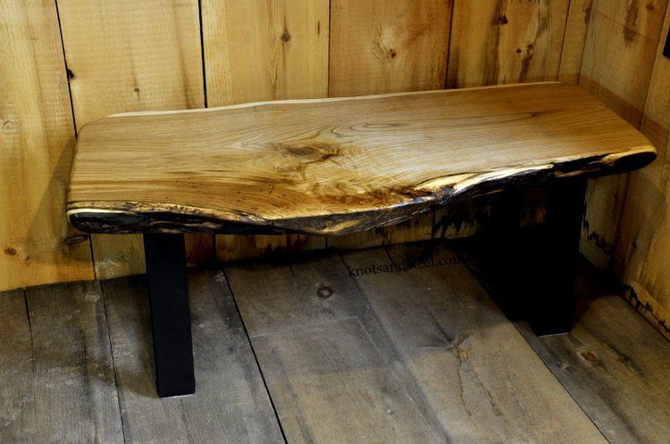 Live edge coffee table with steel base. Handmade in Guelph, Ontario.