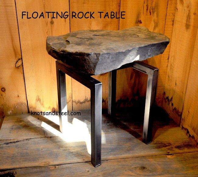 Floating rock industrial metal frame table