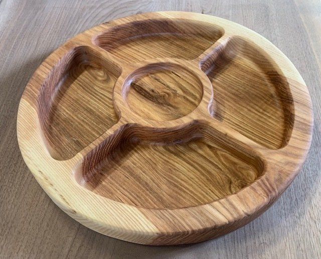 divided wood platter. Made from solid Ash wood.