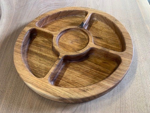 Wood party platter with dip tray