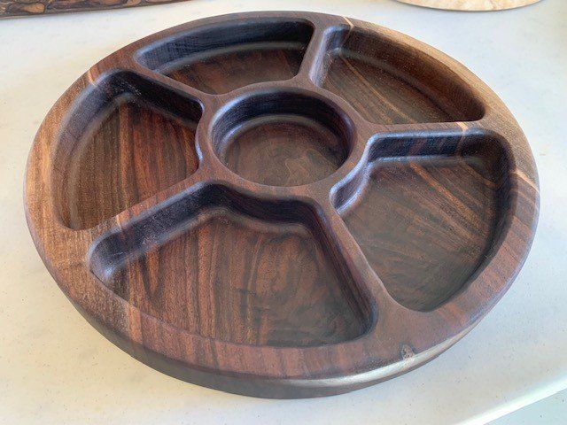 Black Walnut divided wood party plater