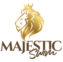 A logo for majestic swine with a lion wearing a crown.