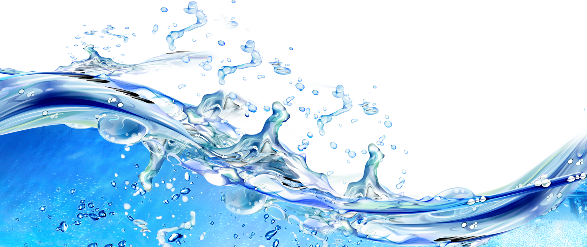 A wave of water is splashing on a white background.