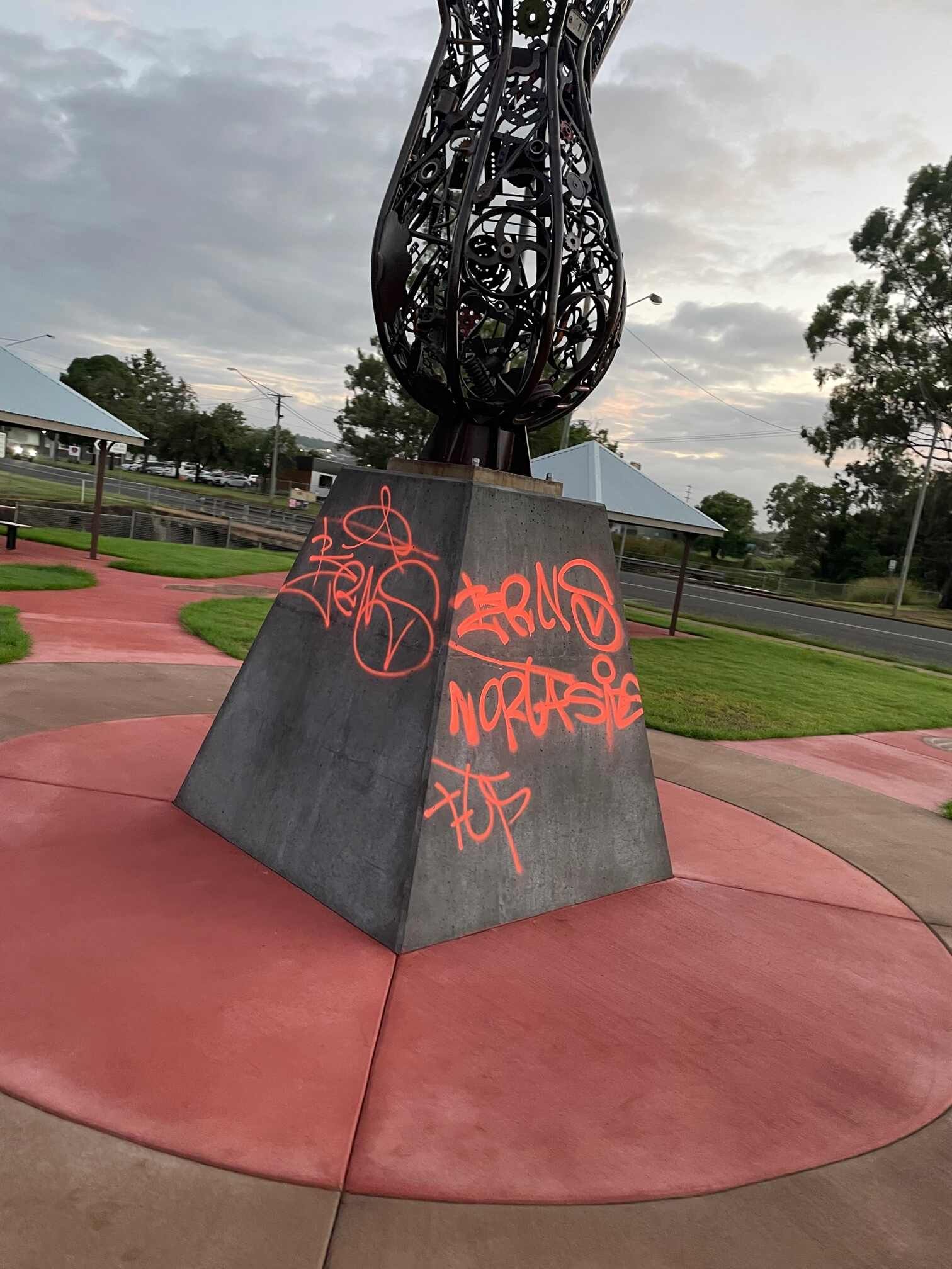 A Statue With Graffiti on It is in a Park — Restore All Qld in Kingaroy, QLD