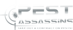 Pest Assassins Logo with a bed bug target and tagline of 