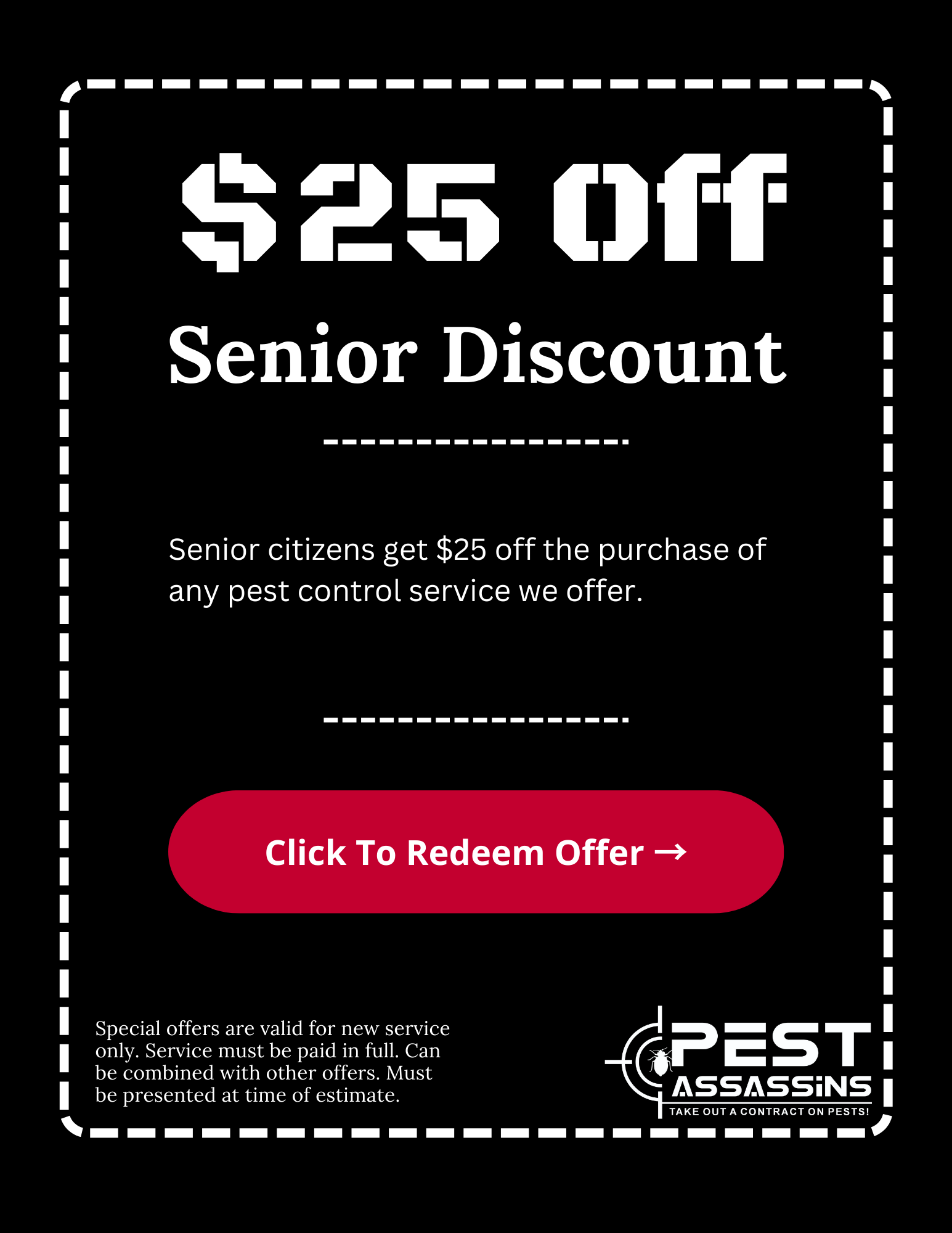 senior discount pest control coupon offer Rhode Island and Massachusetts