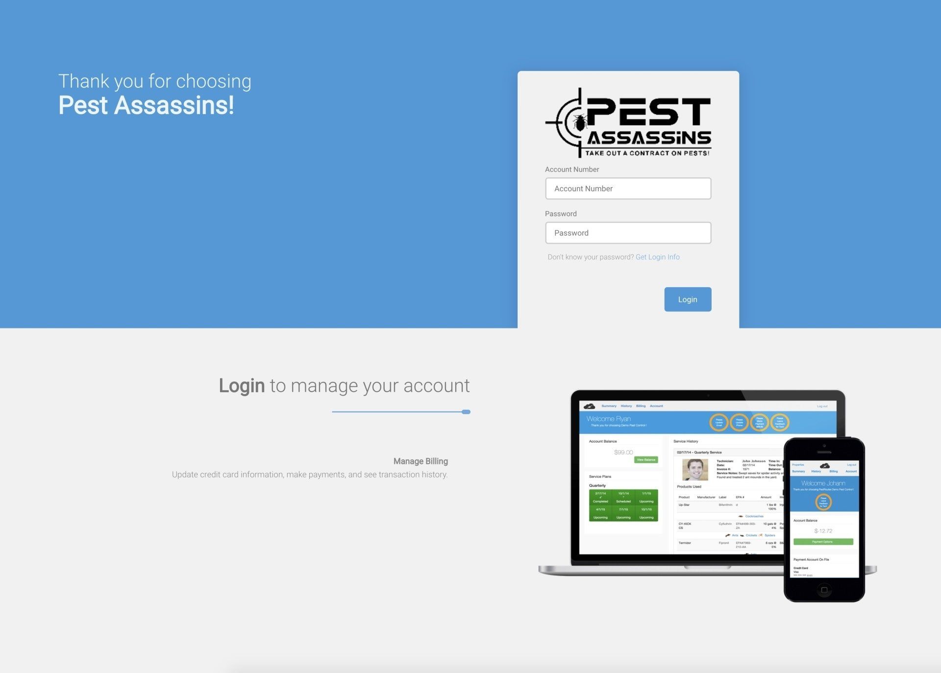 Pest Assassins Customer Portal