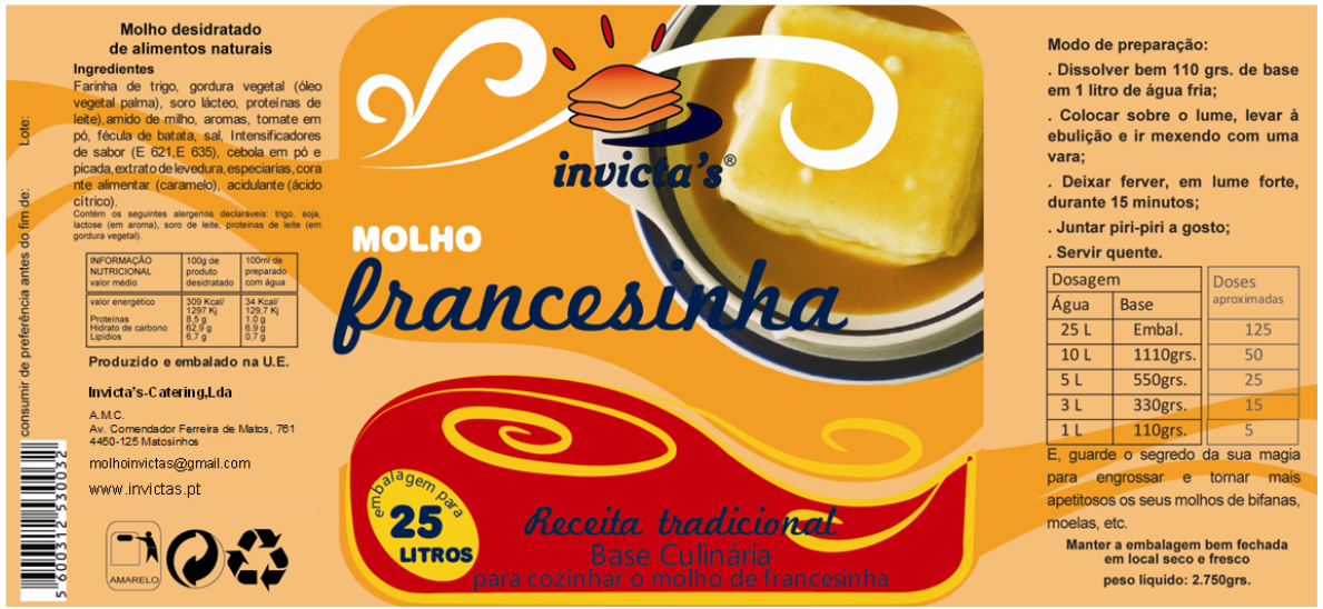 Rótulo da embalagem