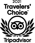 Um logotipo preto e branco para o tripadvisor escolhido pelos viajantes.