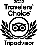 Um logotipo em preto e branco para o TripAdvisor escolhido pelos viajantes.