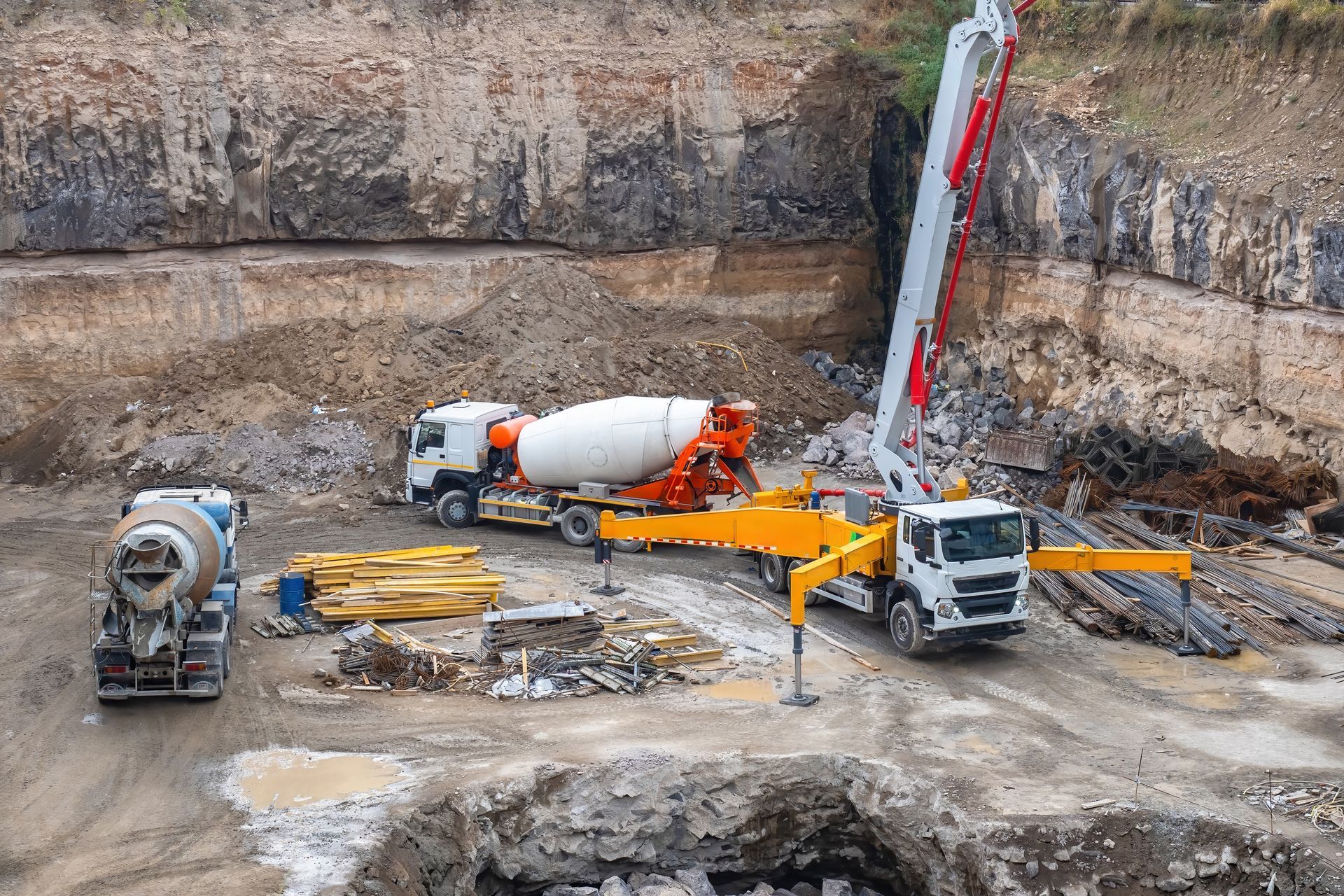 Concrete Trucks And Pump Truck — Wieland Concreting in Rockhampton, QLD