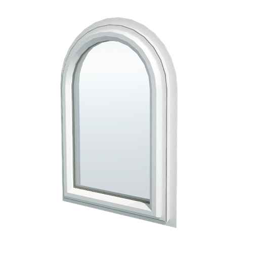 A white mirror with a white frame on a white background.