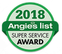 a green and white badge that says `` angie 's list super service award '' .