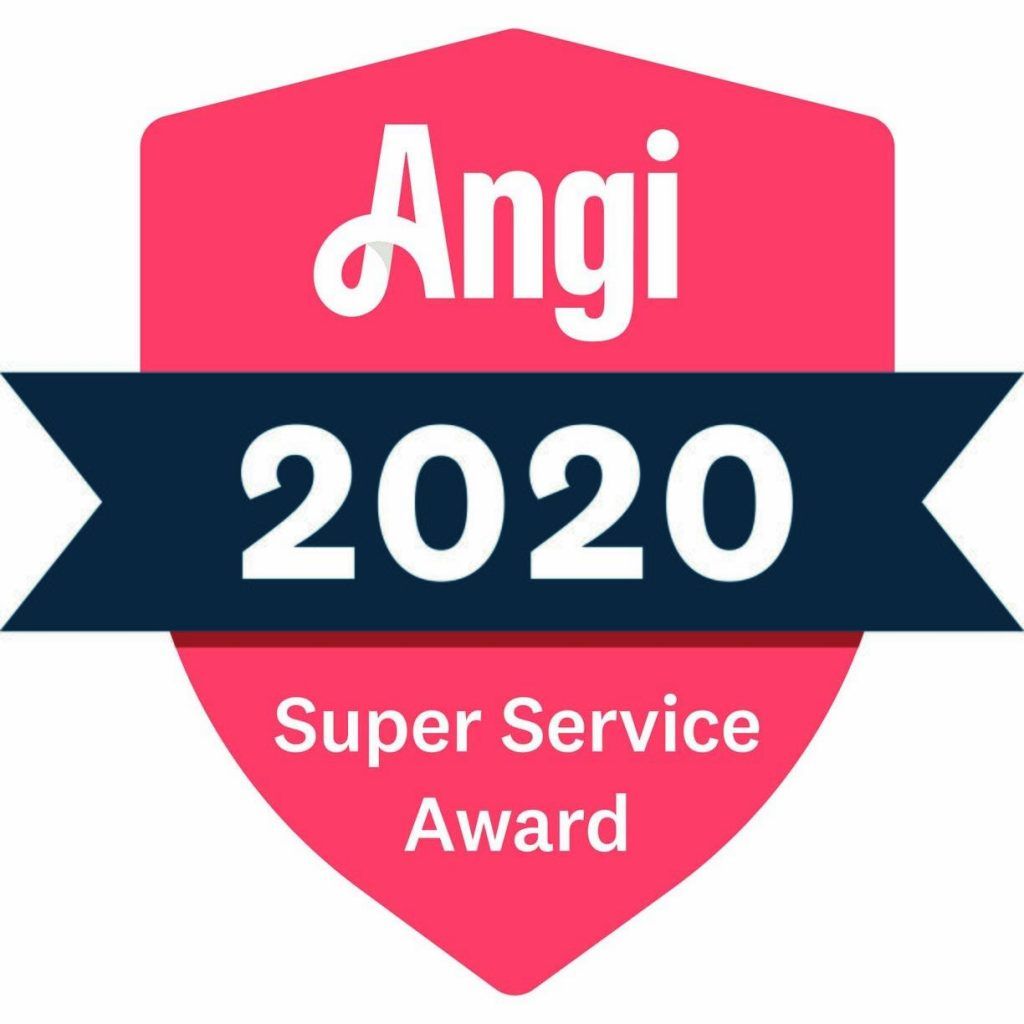 a green and white badge that says `` angie 's list super service award '' .