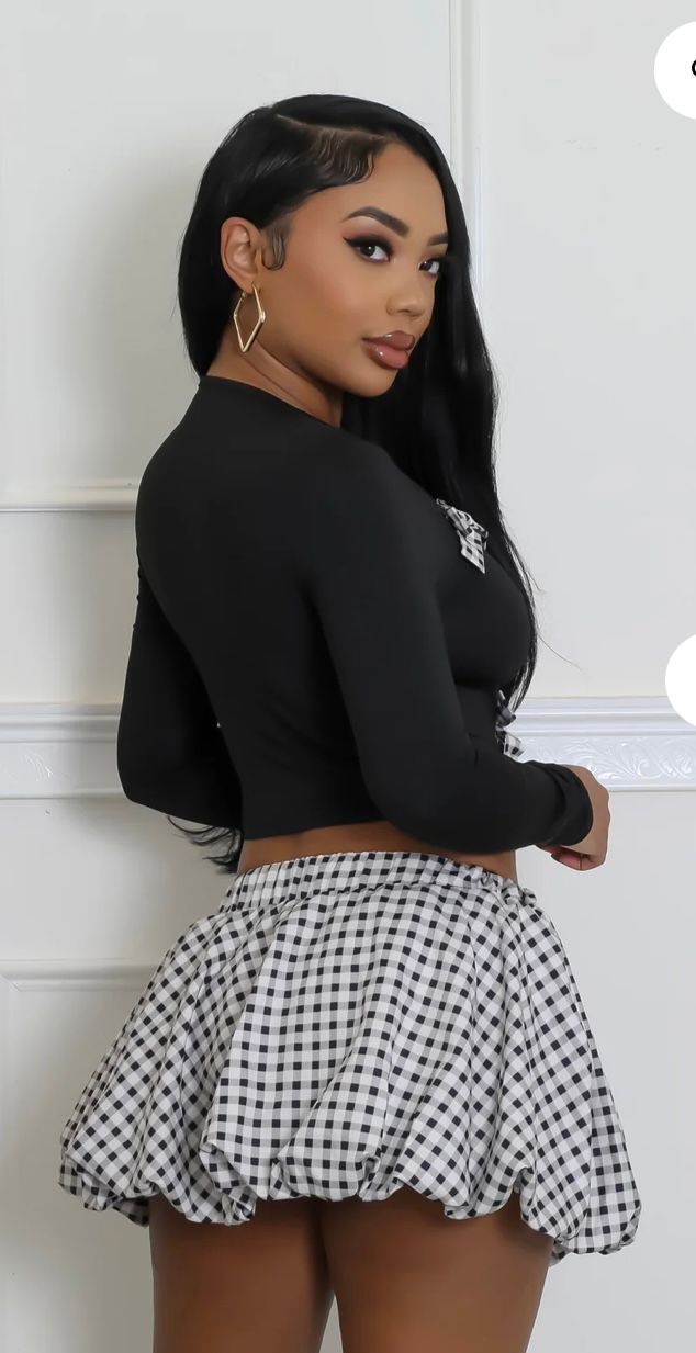 Posh & Pretty Mini Skirt Set-Black
