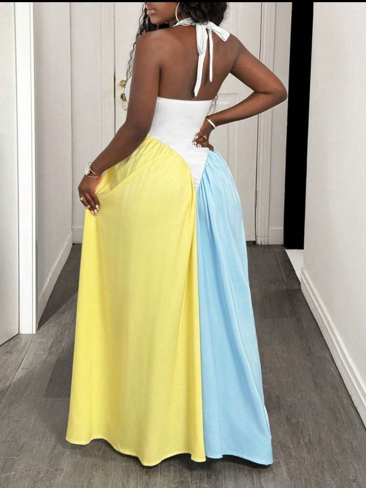 Sweet Lady Maxi Dress-Yellow/Blue
