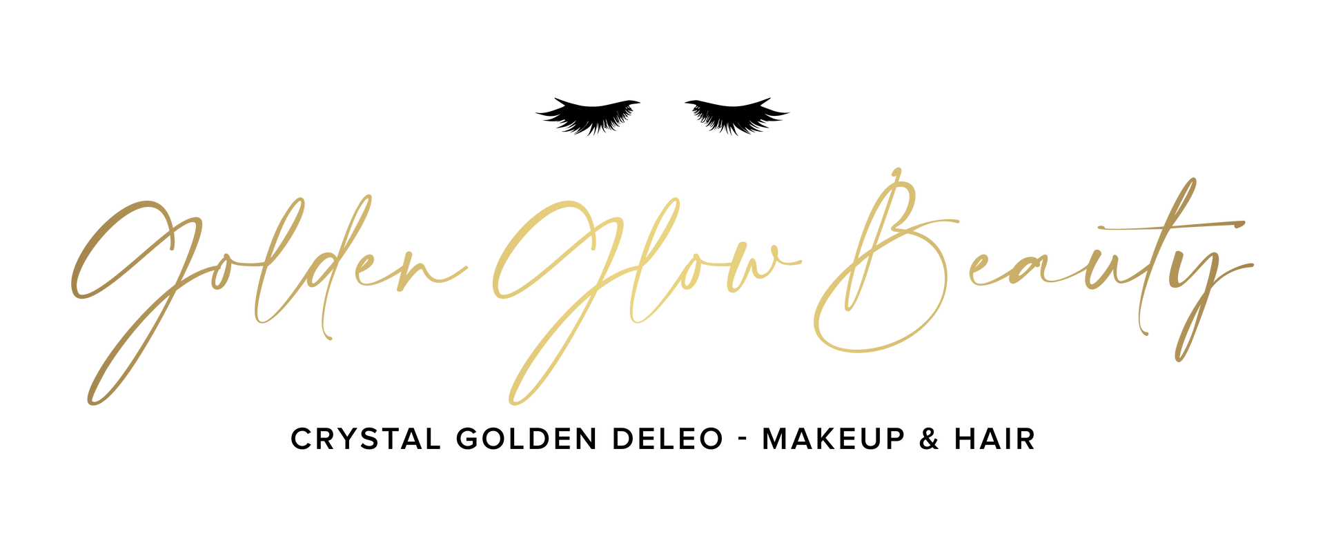 A logo for a makeup and hair salon called golden glow beauty.