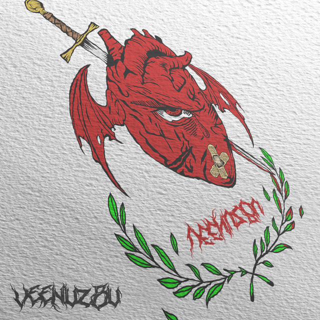Logotipo com a cabeça de um galo vermelho, uma espada e uma coroa de louros verde sobre um fundo branco.