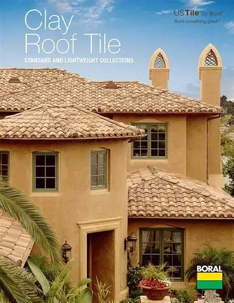 A house with a clay roof tile on it