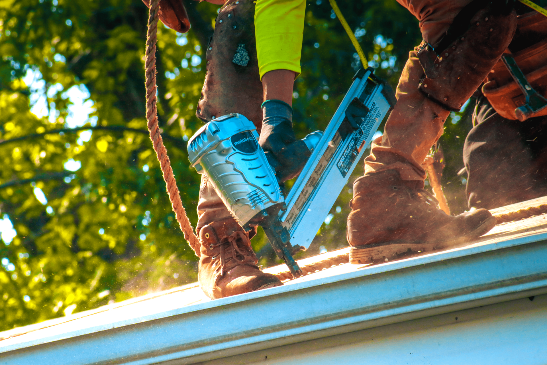 Drilling on Roof — Ivan's Roofing Company & Remodeling — Highland, IN