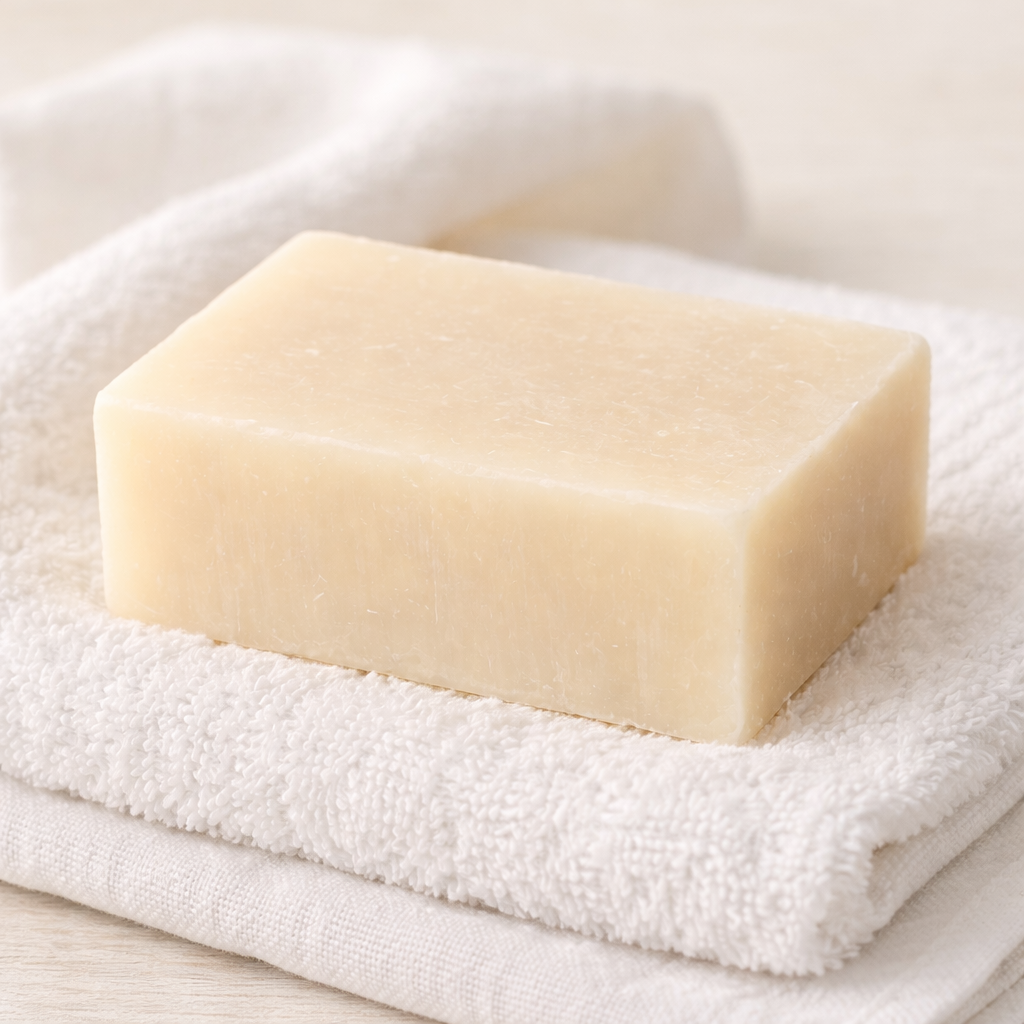 Natural goat milk soap bar representing gentle skincare that helps support the skin barrier