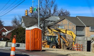 Portable bathroom at construction site — Council Bluffs, IA — Norm's Pumping & Septic Services
