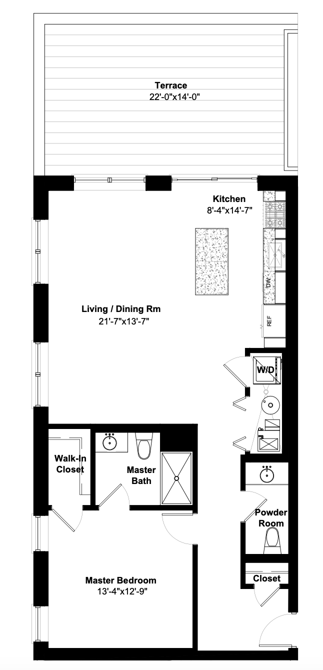 a black and white floor plan of a house with a balcony .