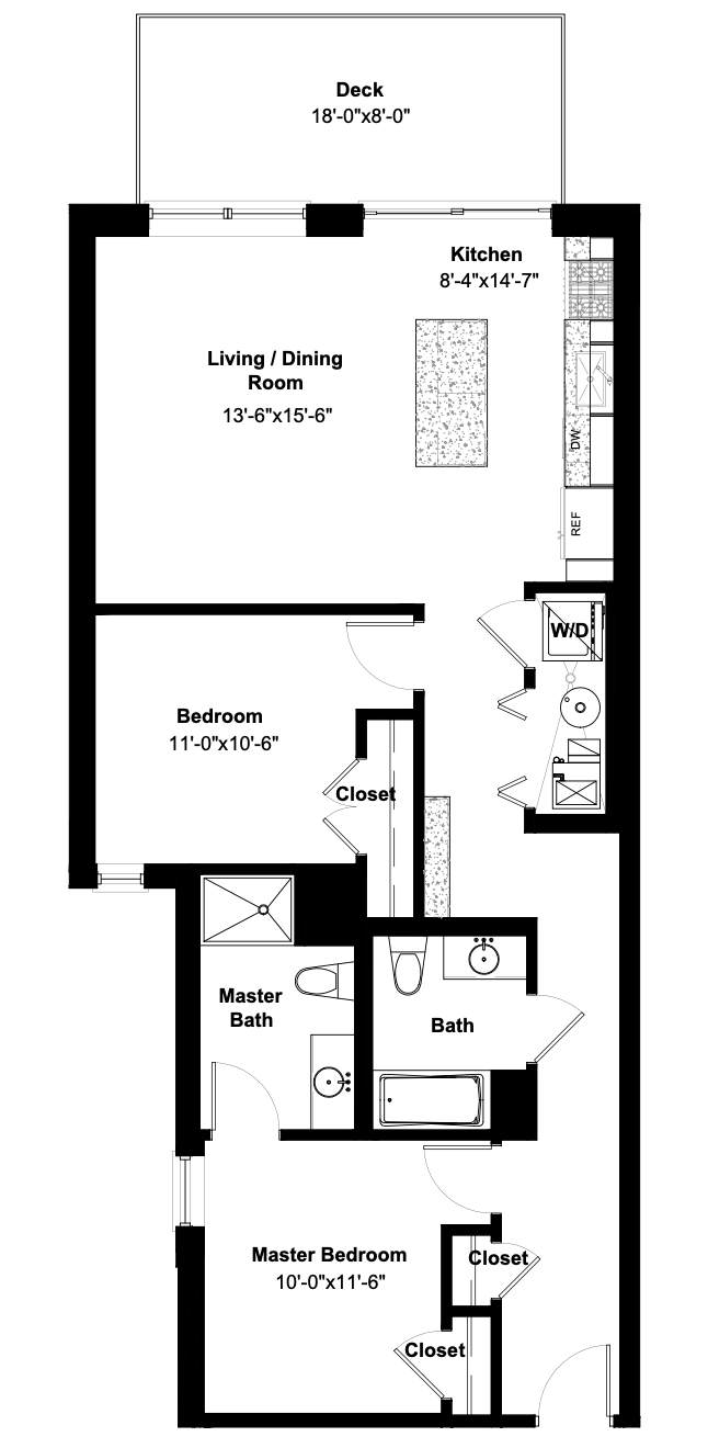 a black and white floor plan of a house with a balcony .