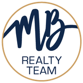 Logo for MB Realty Team with navy blue text inside a tan circle on a white background.