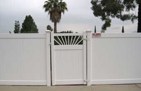 White Vinyl Fence With A Custom Gate — Riverside, CA — Elrod Fence Co