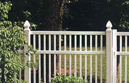 Traditional Vinyl Fence With Trees — Riverside, CA — Elrod Fence Co