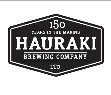 a black and white logo for hauraki brewing company ltd .