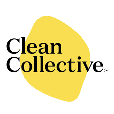 the clean collective logo is a yellow circle with black text on it .