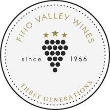 the logo for fino valley wines three generations is a circle with a bunch of grapes in it .