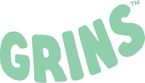 a green grins logo on a white background .