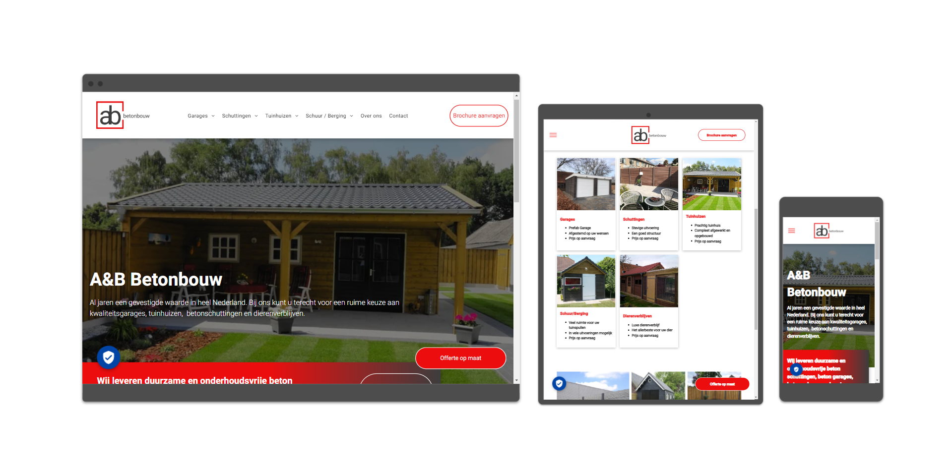 Een website wordt weergegeven op een tablet en een mobiele telefoon.