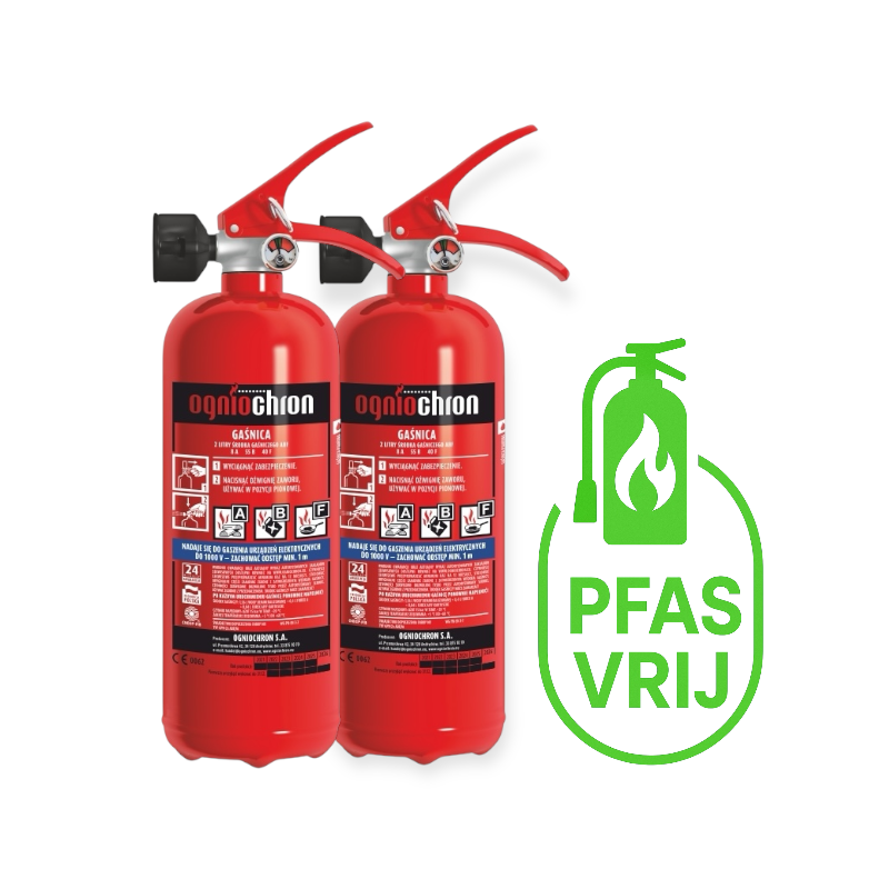 2 x Ogniochron PFAS en Fluorvrij schuimblusser 2 liter brandblussers