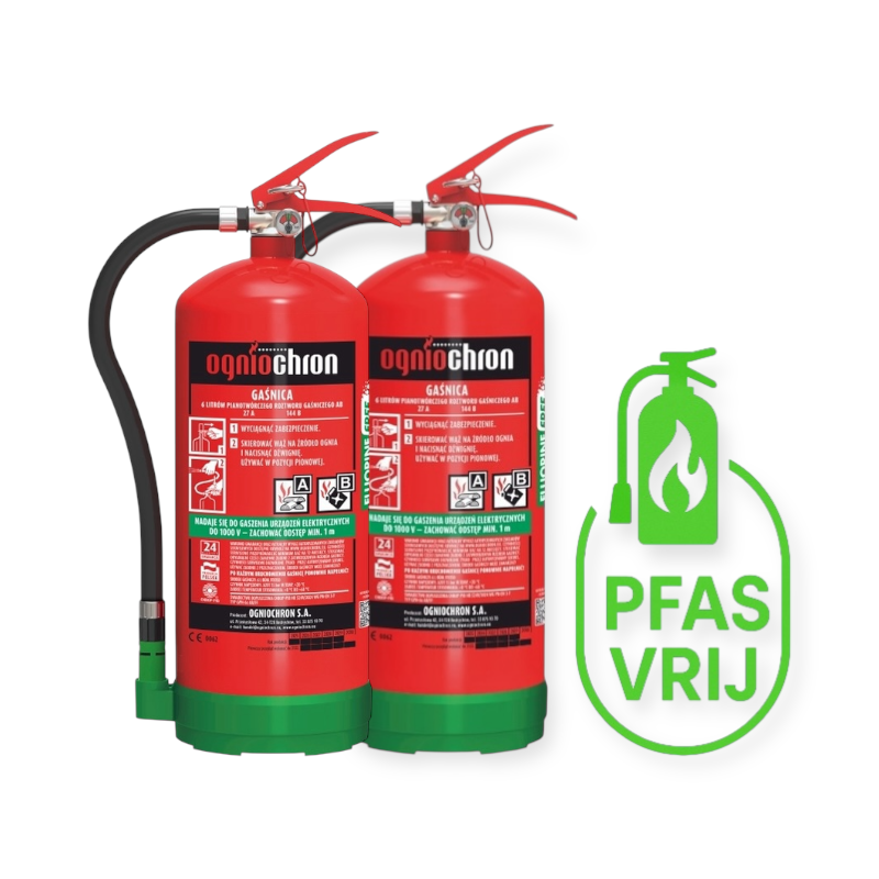 2 x Ogniochron PFAS en Fluorvrij schuimblusser 9 liter brandblussers